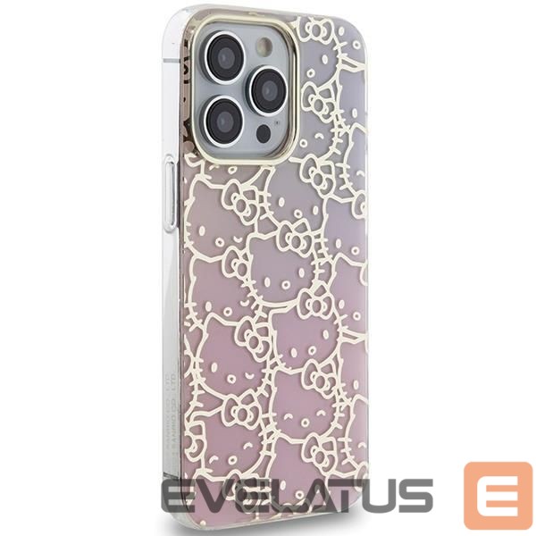Back panel cover Hello Kitty Hello Kitty IML Gradient Electrop Crowded Kitty Head Case for iPhone 15 Pro - Pink