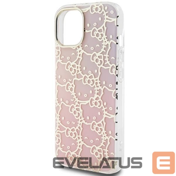 Back panel cover Hello Kitty Hello Kitty IML Gradient Electrop Crowded Kitty Head case for iPhone 15 - pink