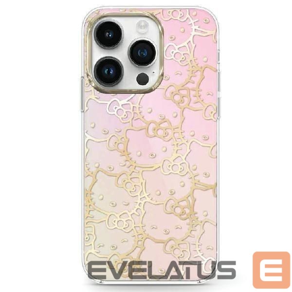 Back panel cover Hello Kitty Hello Kitty IML Gradient Electrop Crowded Kitty Head case for iPhone 15 - pink