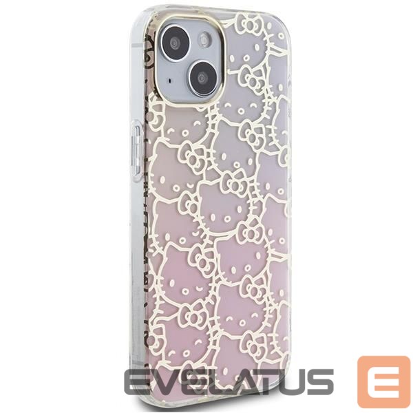 Back panel cover Hello Kitty Hello Kitty IML Gradient Electrop Crowded Kitty Head case for iPhone 15 - pink