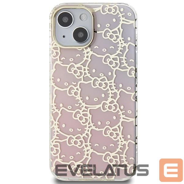 Back panel cover Hello Kitty Hello Kitty IML Gradient Electrop Crowded Kitty Head case for iPhone 15 - pink