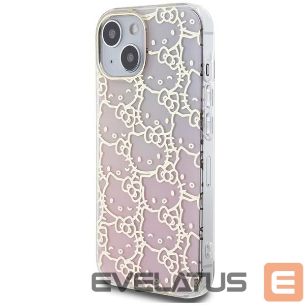 Back panel cover Hello Kitty Hello Kitty IML Gradient Electrop Crowded Kitty Head case for iPhone 15 - pink
