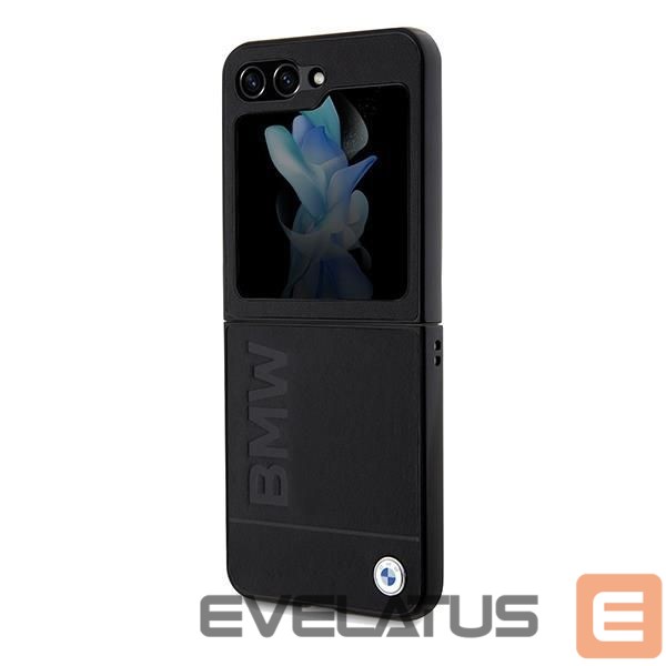 Back panel cover BMW BMW Leather Hot Stamp case for Samsung Galaxy Z Flip 5 - black