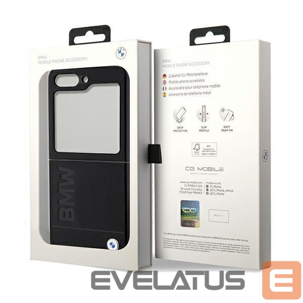 Back panel cover BMW BMW Leather Hot Stamp case for Samsung Galaxy Z Flip 5 - black