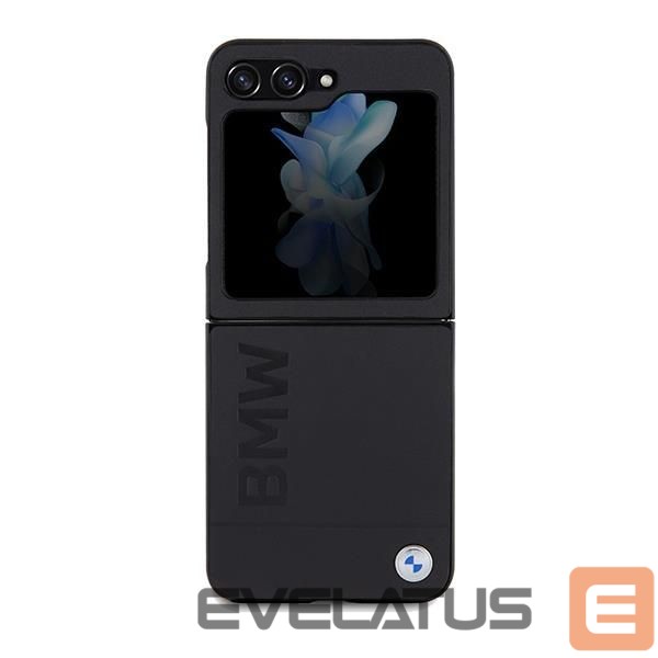 Back panel cover BMW BMW Leather Hot Stamp case for Samsung Galaxy Z Flip 5 - black