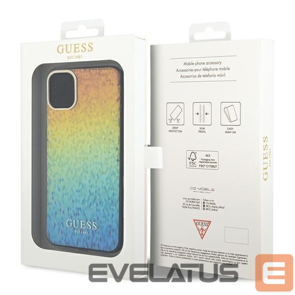 Back panel cover Guess Guess IML Faceted Mirror Disco Iridescent case for iPhone 11 / Xr - multicolor