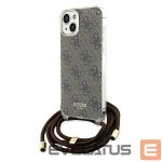 Back panel cover Guess  Guess Crossbody Cord 4G Print case for iPhone 15 / 14 / 13 - brown 