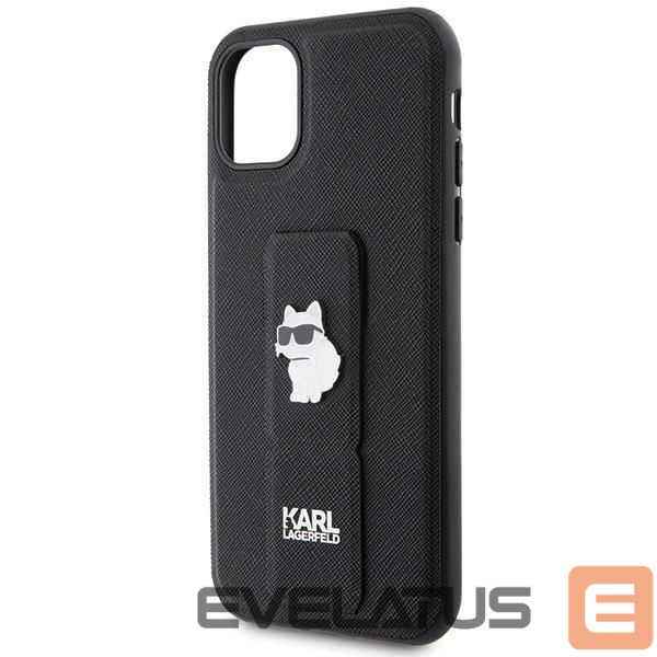 Back panel cover Karl Lagerfeld Karl Lagerfeld Gripstand Saffiano Choupette Pins Case for iPhone 11 / Xr - Black