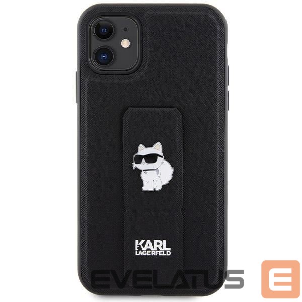 Back panel cover Karl Lagerfeld Karl Lagerfeld Gripstand Saffiano Choupette Pins Case for iPhone 11 / Xr - Black