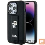 Back panel cover Karl Lagerfeld  Karl Lagerfeld Gripstand Saffiano Karl&Choupette Pins case for iPhone 13 Pro / 13 - black 