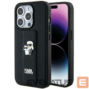 Back panel cover Karl Lagerfeld  Karl Lagerfeld Gripstand Saffiano Karl&Choupette Pins case for iPhone 13 Pro / 13 - black 