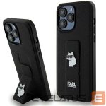 Back panel cover Karl Lagerfeld  Karl Lagerfeld Gripstand Saffiano Choupette Pins case for iPhone 13 Pro Max - black 