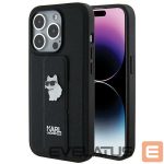 Back panel cover Karl Lagerfeld  Karl Lagerfeld Gripstand Saffiano Choupette Pins case for iPhone 14 Pro Max - black 