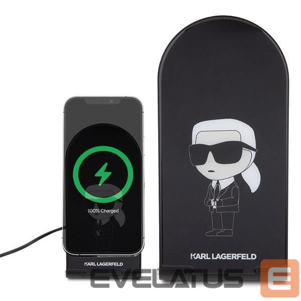 Adapter Karl Lagerfeld Karl Lagerfeld Ikonik MagSafe 15W inductive charger, foldable 2in1 - black