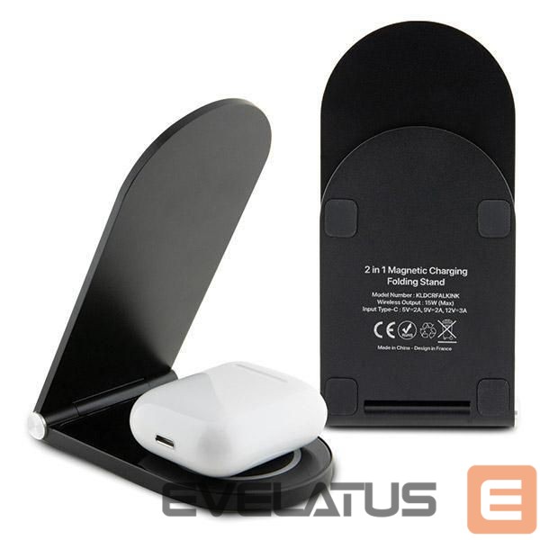 Adapter Karl Lagerfeld Karl Lagerfeld Ikonik MagSafe 15W inductive charger, foldable 2in1 - black