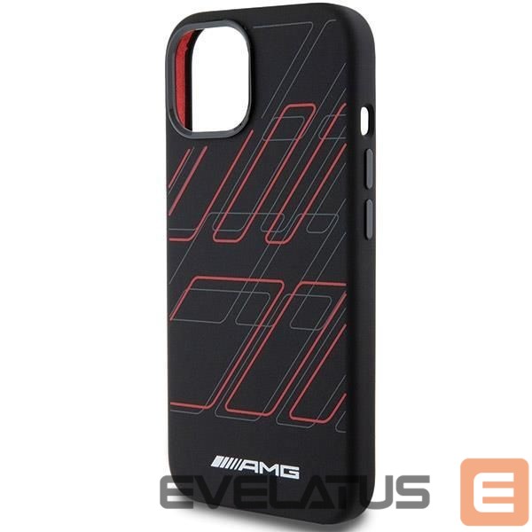 Back panel cover Mercedes-Benz AMG Silicone Large Rhombuses Pattern MagSafe Case for iPhone 15 Plus / 14 Plus - Black