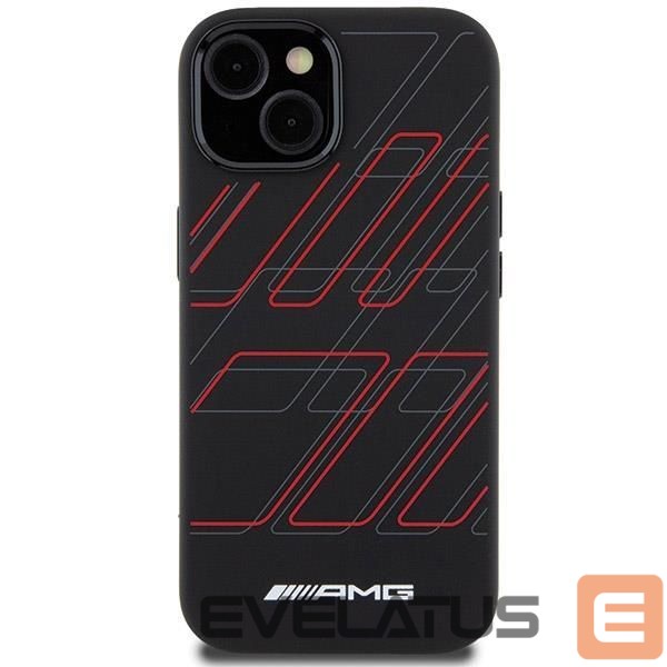 Back panel cover Mercedes-Benz AMG Silicone Large Rhombuses Pattern MagSafe Case for iPhone 15 Plus / 14 Plus - Black