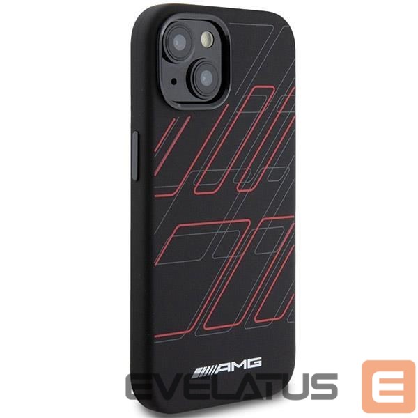 Back panel cover Mercedes-Benz AMG Silicone Large Rhombuses Pattern MagSafe Case for iPhone 15 Plus / 14 Plus - Black