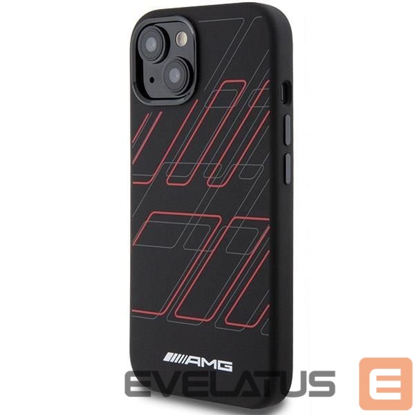Back panel cover Mercedes-Benz AMG Silicone Large Rhombuses Pattern MagSafe Case for iPhone 15/14/13 - Black