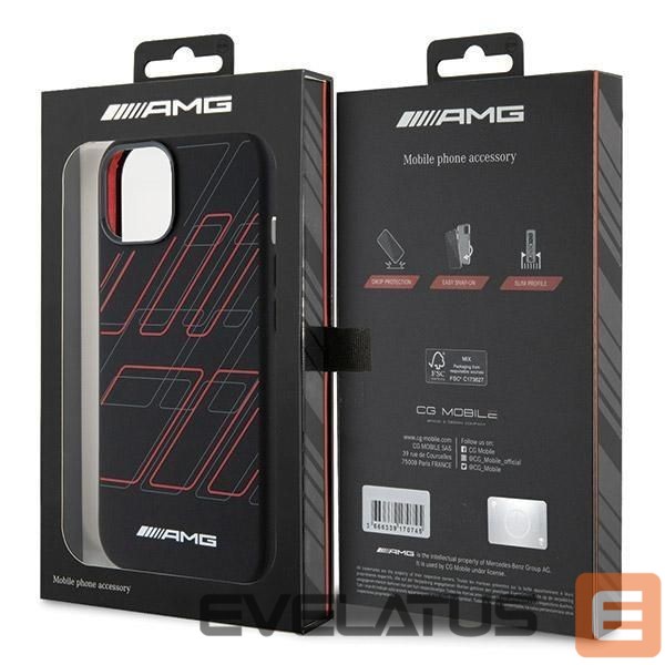 Back panel cover Mercedes-Benz AMG Silicone Large Rhombuses Pattern MagSafe Case for iPhone 15/14/13 - Black