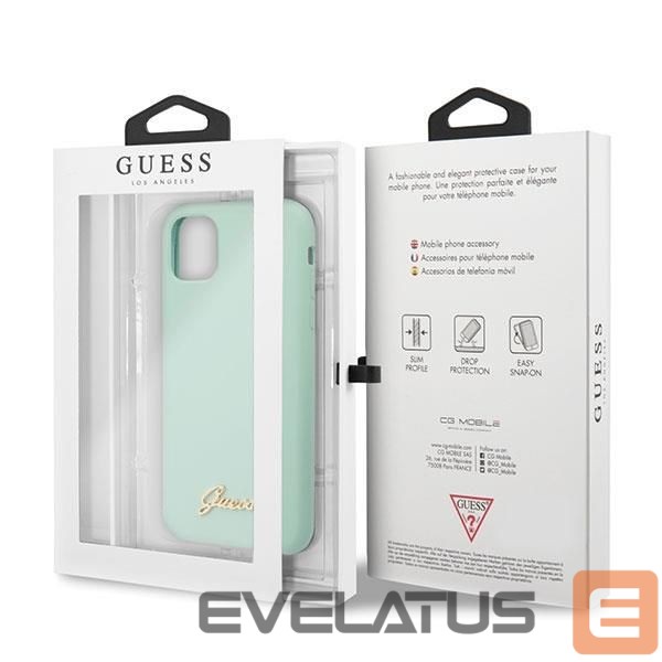 Back panel cover Guess Guess GUHCN65LSLMGG iPhone 11 Pro Max green/green hard case Silicone Vintage Gold Logo