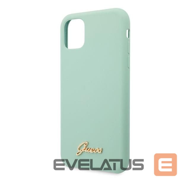 Back panel cover Guess Guess GUHCN65LSLMGG iPhone 11 Pro Max green/green hard case Silicone Vintage Gold Logo