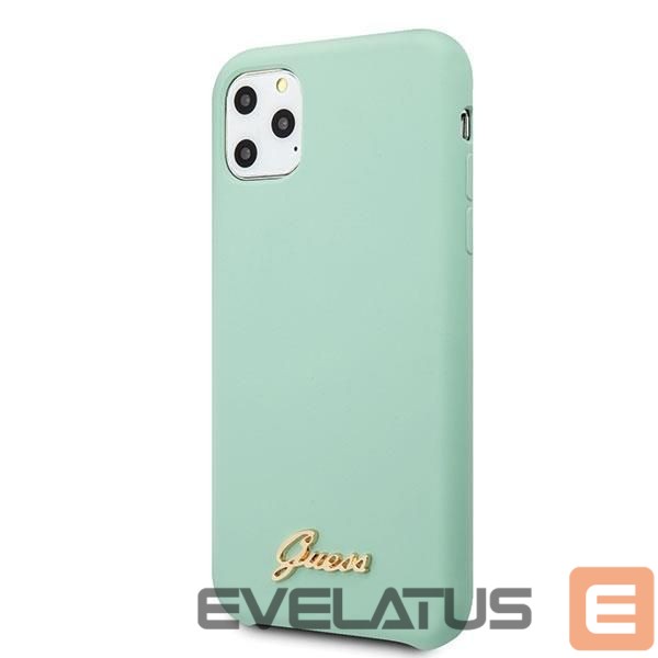Back panel cover Guess Guess GUHCN65LSLMGG iPhone 11 Pro Max green/green hard case Silicone Vintage Gold Logo