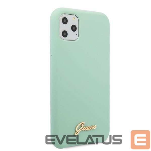 Back panel cover Guess Guess GUHCN65LSLMGG iPhone 11 Pro Max green/green hard case Silicone Vintage Gold Logo