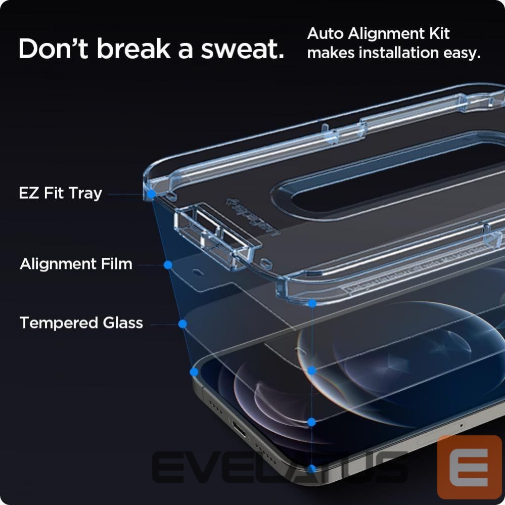 Protective glass Spigen Spigen Glas.tR EZ Fit Tempered Glass for iPhone 12 / iPhone 12 Pro - 2 pcs.