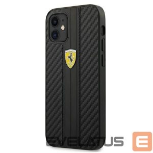 Back panel cover Ferrari  Ferrari FESNECHCP12SBK iPhone 12 mini 5.4" black/black hardcase On Track PU Carbon