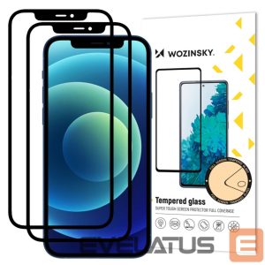 Protective glass Wozinsky  Wozinsky 2x Tempered Glass Full Glue Super Tough Screen Protector Full Coveraged with Frame Case Friendly for iPhone 12 Pro / iPhone 12 black 