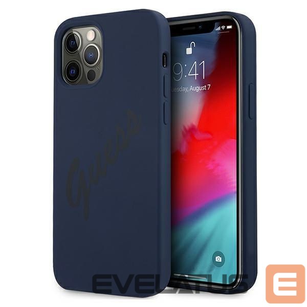 Back panel cover Guess Guess GUHCP12MLSVSBL iPhone 12/12 Pro 6.1" blue/blue hardcase Script Vintage