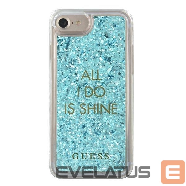 Back panel cover Guess Guess GUHCP7GLUQBL iPhone 6/7/8 /SE 2020 / SE 2022 blue/blue hard case Liquid Glitter Party