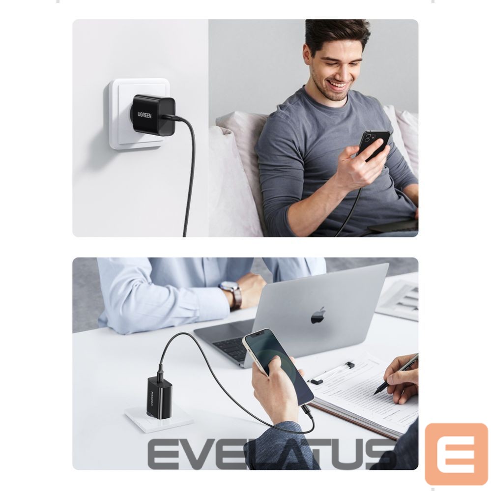 Adapter Ugreen USB wall charger Type C 20W Power Delivery black (10191) Black