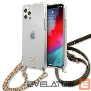 Back panel cover Guess  Guess GUHCP12MKC4GSGO iPhone 12/12 Pro 6.1" Transparent hard case 4G Gold Chain 