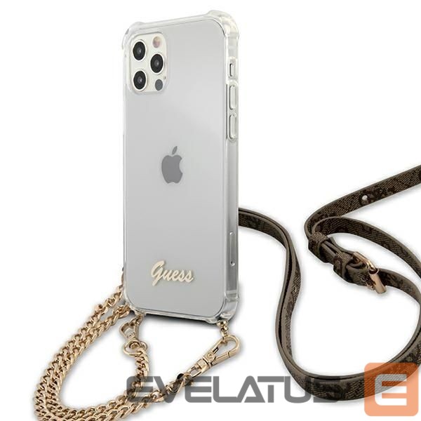Back panel cover Guess Guess GUHCP12MKC4GSGO iPhone 12/12 Pro 6.1" Transparent hard case 4G Gold Chain