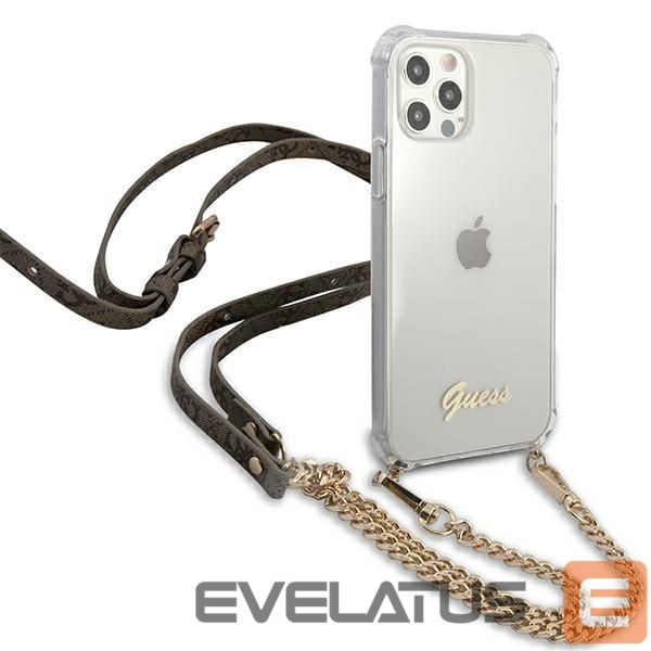 Back panel cover Guess Guess GUHCP12MKC4GSGO iPhone 12/12 Pro 6.1" Transparent hard case 4G Gold Chain