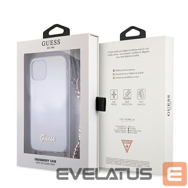 Back panel cover Guess Guess GUHCP12MKC4GSGO iPhone 12/12 Pro 6.1" Transparent hard case 4G Gold Chain