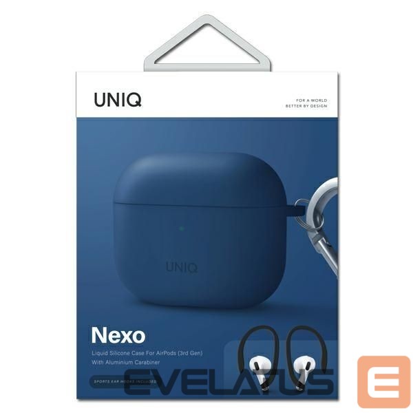 Back panel cover UNIQ Uniq Nexo case for AirPods 3 + Ear Hooks Silicone - blue