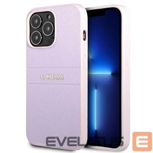 Back panel cover Guess  Guess GUHCP13LPSASBPU iPhone 13 Pro / 13 6.1" purple/purple Saffiano Hot Stamp & Metal Logo