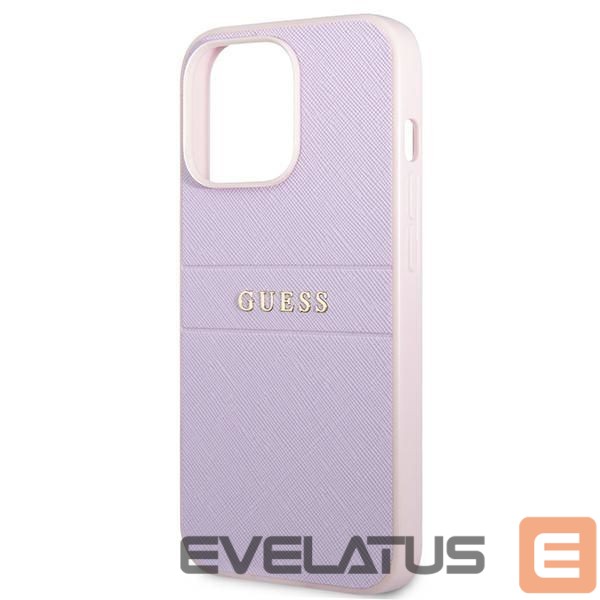 Back panel cover Guess Guess GUHCP13LPSASBPU iPhone 13 Pro / 13 6.1" purple/purple Saffiano Hot Stamp & Metal Logo