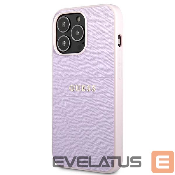 Back panel cover Guess Guess GUHCP13LPSASBPU iPhone 13 Pro / 13 6.1" purple/purple Saffiano Hot Stamp & Metal Logo