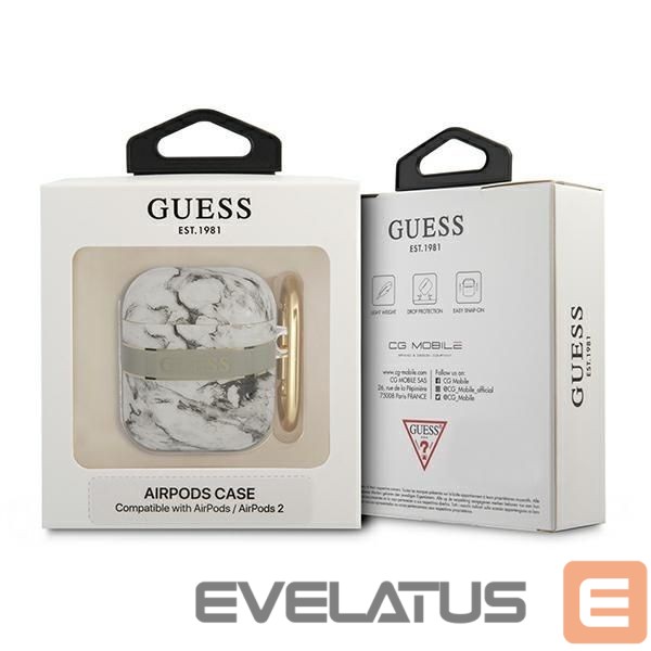 Back panel cover Guess Guess GUA2HCHMAG AirPods cover grey/grey Marble Strap Collection