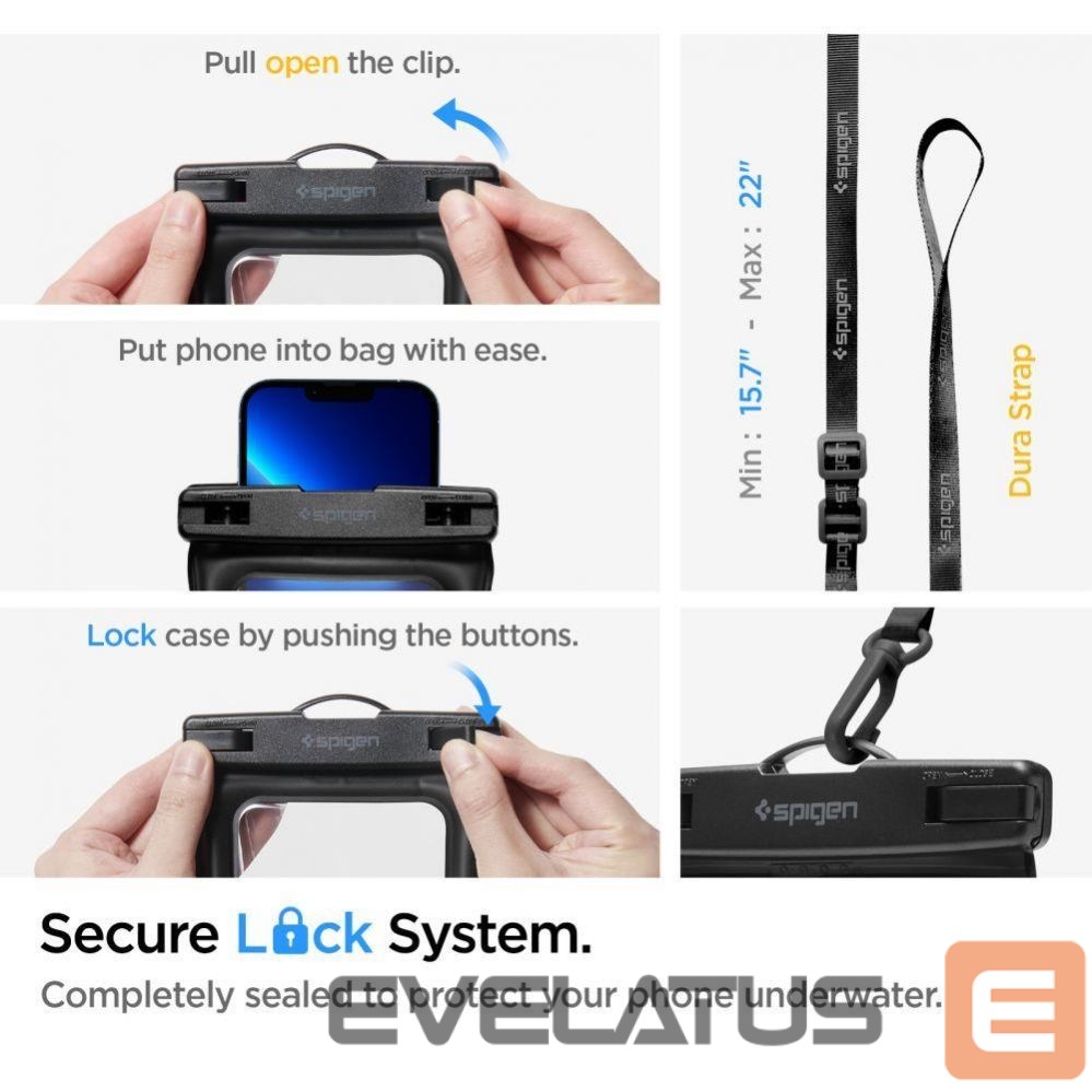 Case universal for sports Spigen Spigen Aqua Shield A621 Waterproof Hip Bag + Floating Case - Black