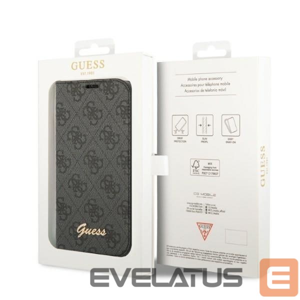 Back panel cover Guess Guess GUBKP14LHG4SHK iPhone 14 Pro 6.1 "black / black book 4G Vintage Gold Logo