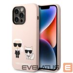Back panel cover Karl Lagerfeld  Karl Lagerfeld KLHMP14LSSKCI iPhone 14 Pro 6.1 "hardcase light pink / light pink Silicone Karl & Choupette Magsafe 