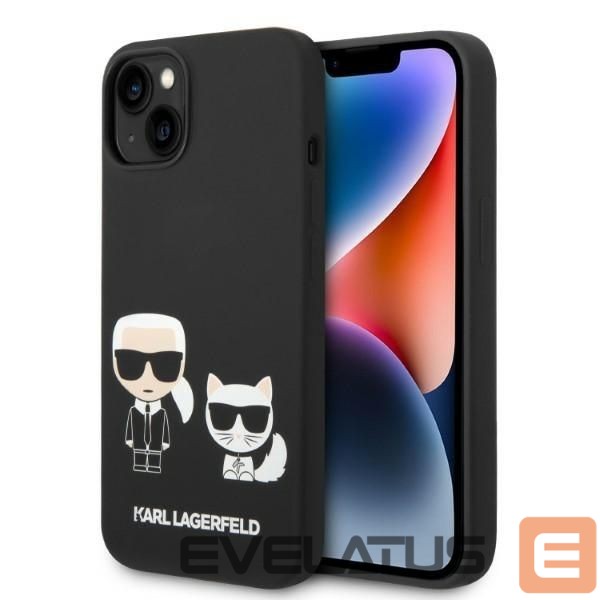 Back panel cover Karl Lagerfeld Karl Lagerfeld KLHMP14MSSKCK iPhone 14 Plus 6.7 "hardcase black / black Liquid Silicone Karl & Choupette Magsafe