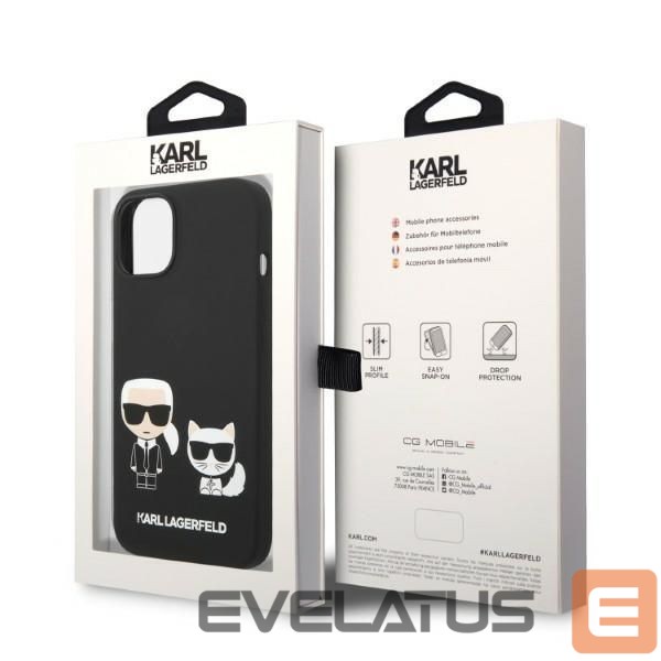 Back panel cover Karl Lagerfeld Karl Lagerfeld KLHMP14MSSKCK iPhone 14 Plus 6.7 "hardcase black / black Liquid Silicone Karl & Choupette Magsafe