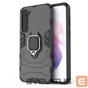 Back panel cover Hurtel  Ring Armor case for Samsung Galaxy S23+ armored cover magnetic holder ring black 