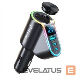 Adapter Joyroom  Joyroom Fast Car Charger 4in1 USB-A QC3.0 / 2xUSB-C PD 150W Black (JR-CL21) 